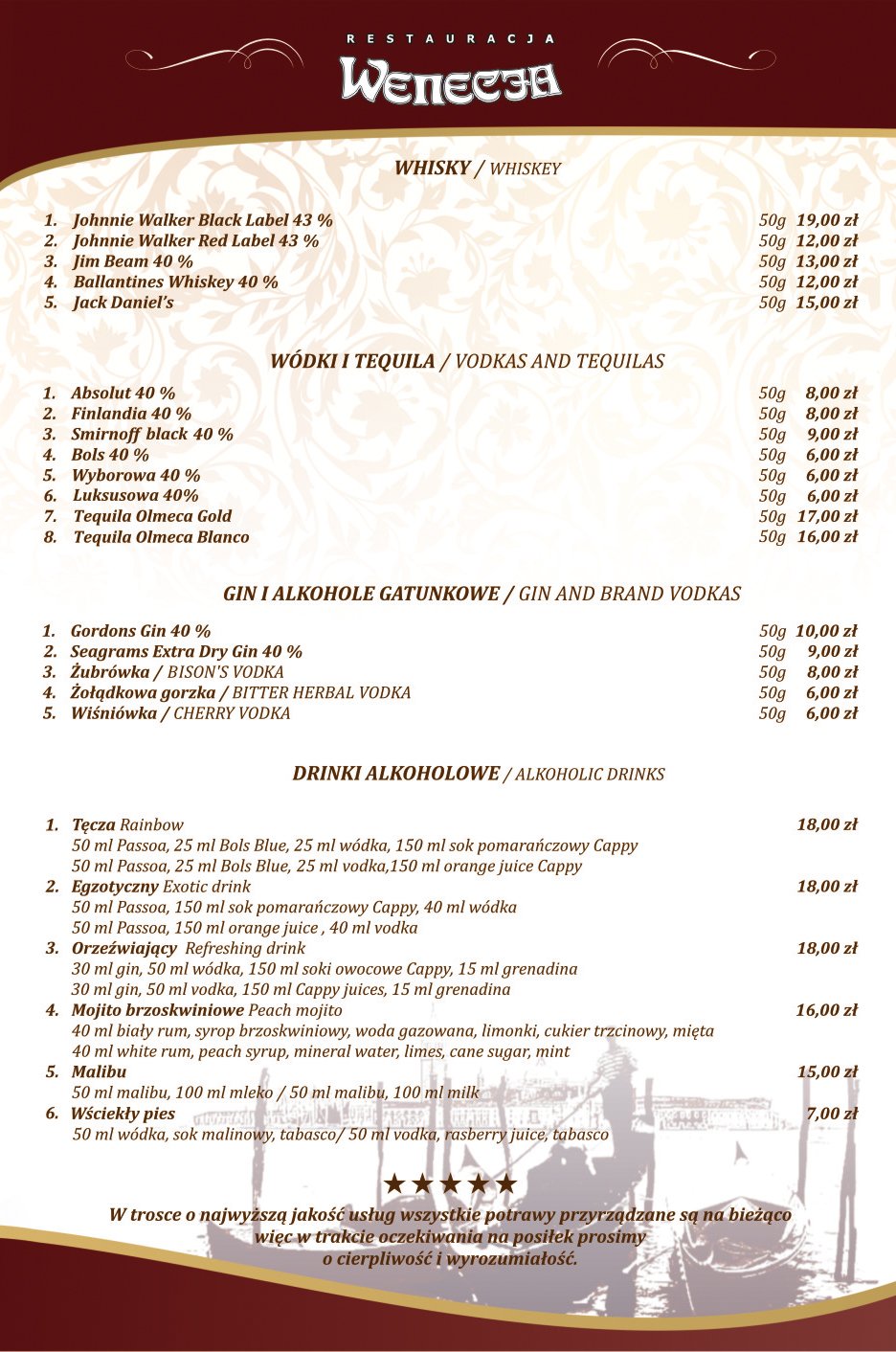 hotel restauracja mazurek menu